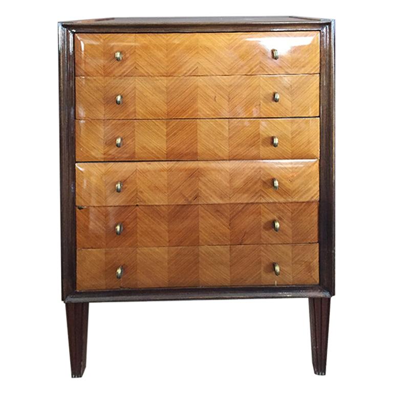 Italian Chest of Drawers in Wood , 1940s