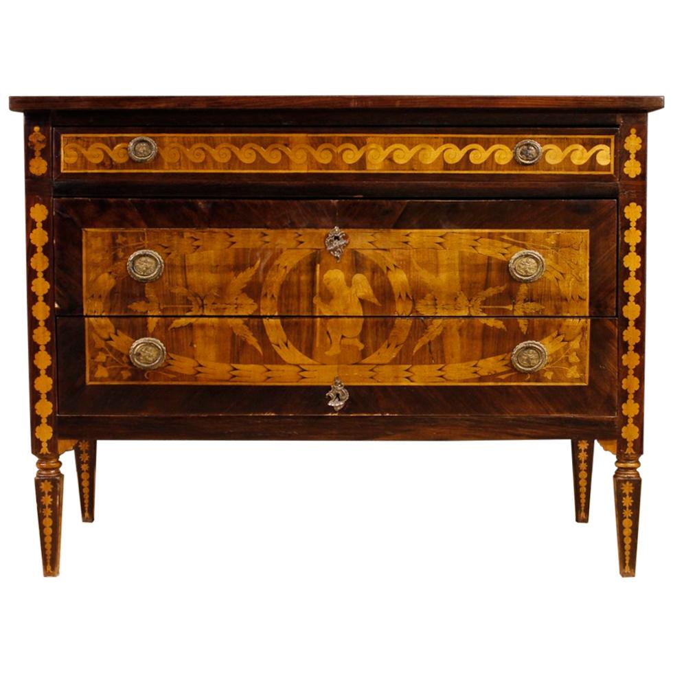Italian Chest of Drawers Inlaid in the Louis XVI Style, 20th Century For Sale