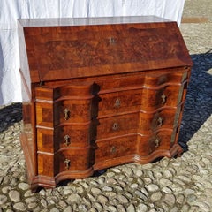Italian Chest of Drawers, Italy 18th Century Walnut Wood Veneer Bureau Louis XIV