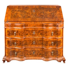 Italian Chest of Drawers, Italy 18th Century Walnut Wood Veneer Bureau Louis XIV