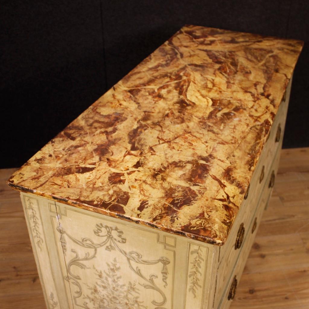 Italian Chest of Drawers Lacquered and Painted in Louis XVI Style, 20th Century For Sale 3