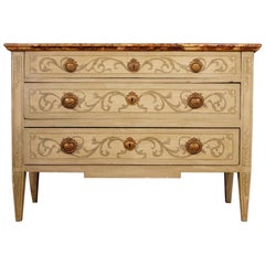 Italian Chest of Drawers Lacquered and Painted in Louis XVI Style, 20th Century