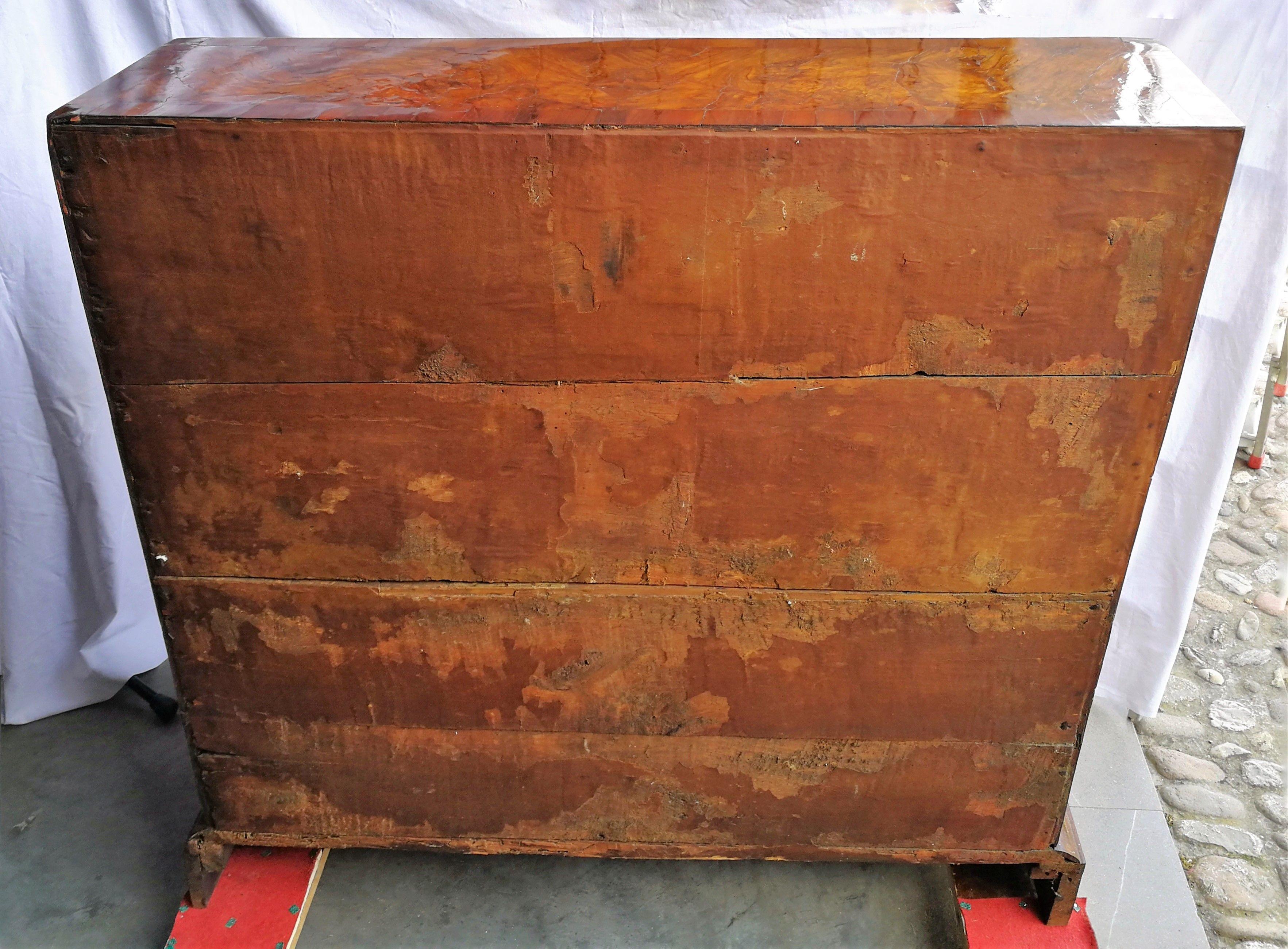 Italian Commode, Venice, 18th Century, Walnut Wood, Italy Louis XIV Chest Drawer For Sale 4