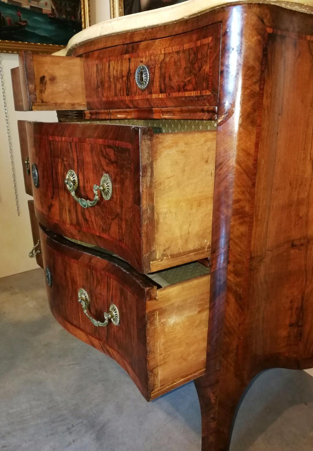 Italian Commode with Marble Top, Naples, 18th Century, Italy Veneered chest For Sale 3