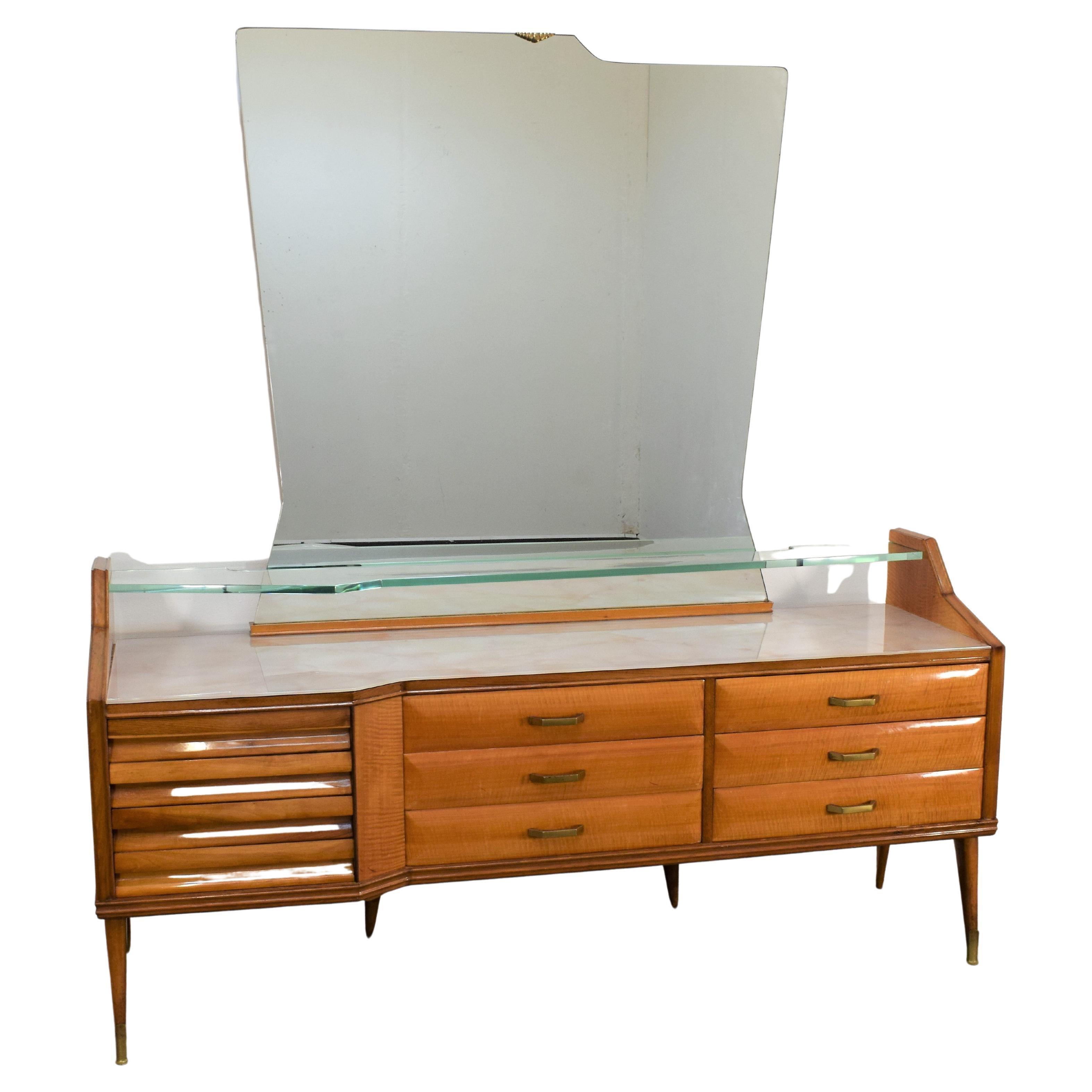 Italian chest of drawers with mirror, 1950s
