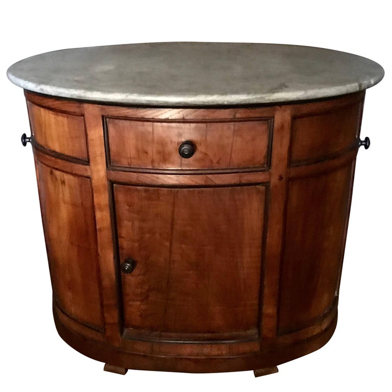 Italian Chestnut Oval with Grey Marble Top at 1stDibs