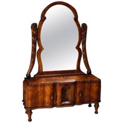 Italian Cheval Mirror in Walnut and Burl Walnut in Art Deco Style, 20th Century