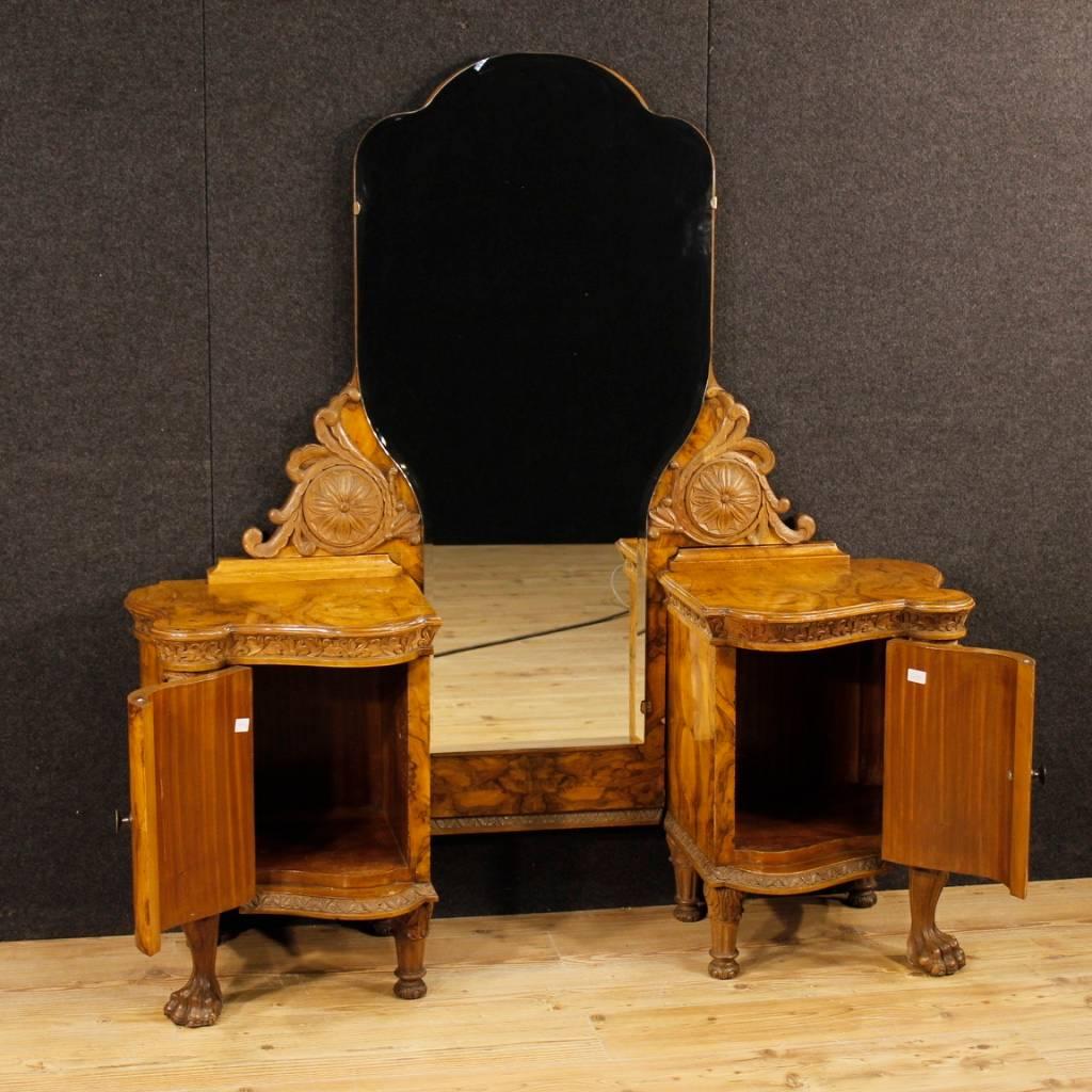 Italian Cheval Mirror in Walnut and Burl Walnut Wood from 20th Century 6