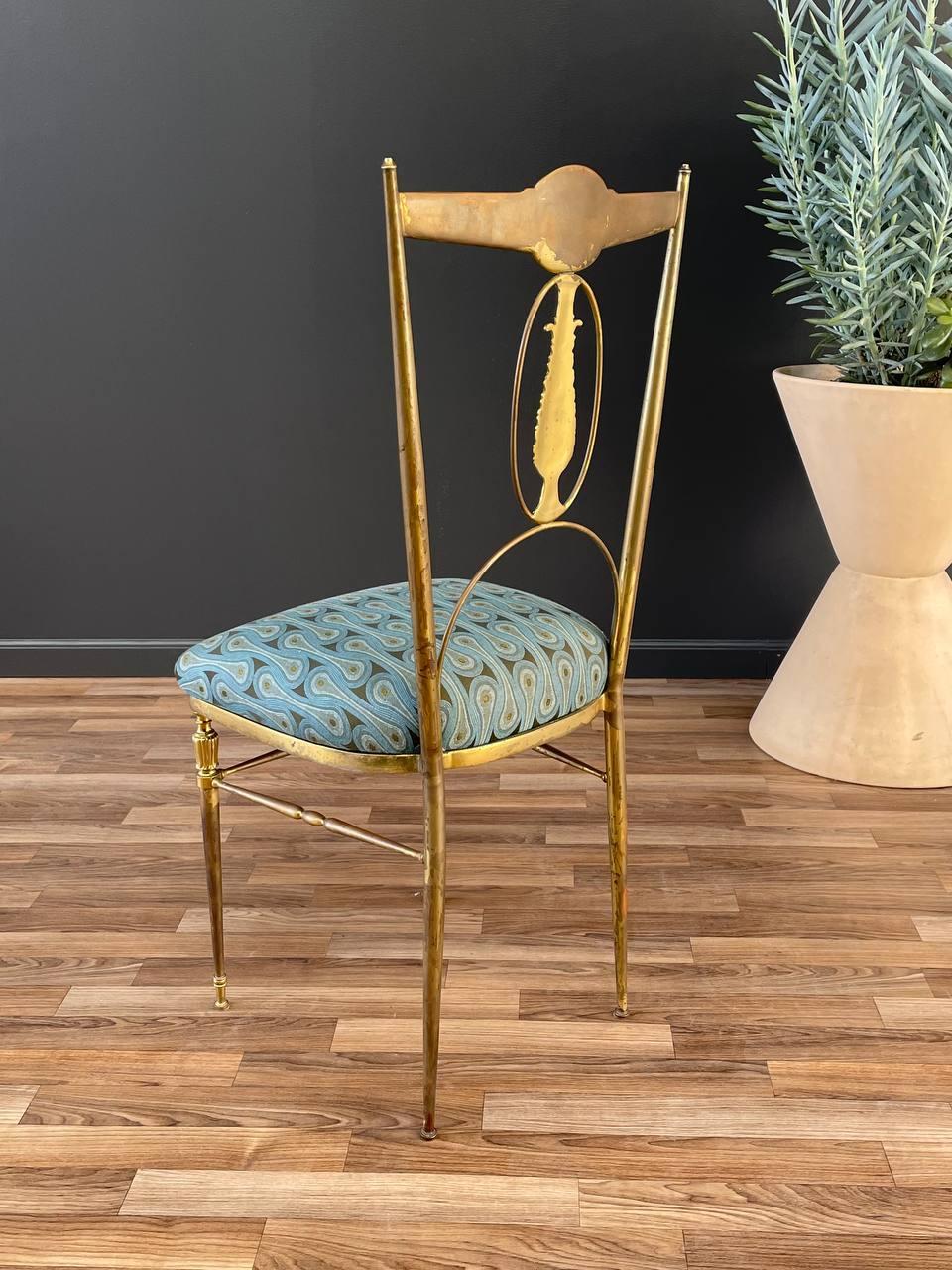Italian Chiavari Brass Accent Chair In Good Condition For Sale In Los Angeles, CA