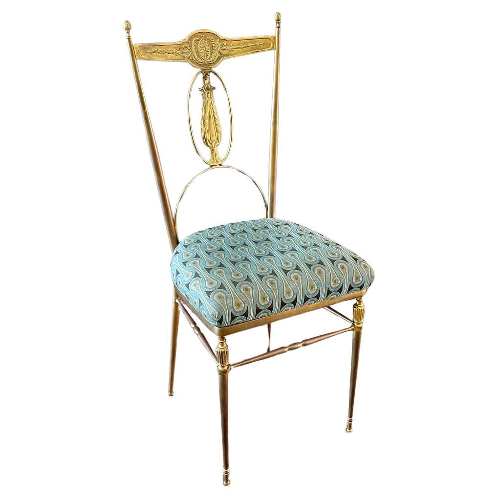 Italian Chiavari Brass Accent Chair For Sale