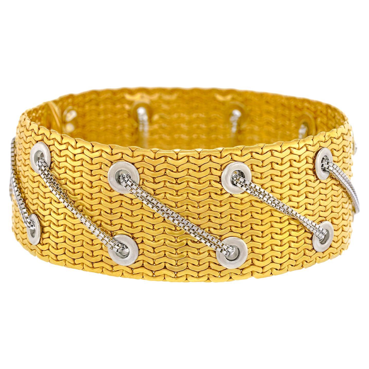 Chic 1950s Modernist Gold Bracelet For Sale at 1stDibs