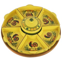 Italian Chicken Motif Ceramic Rotating Hors D'oeuvre Set