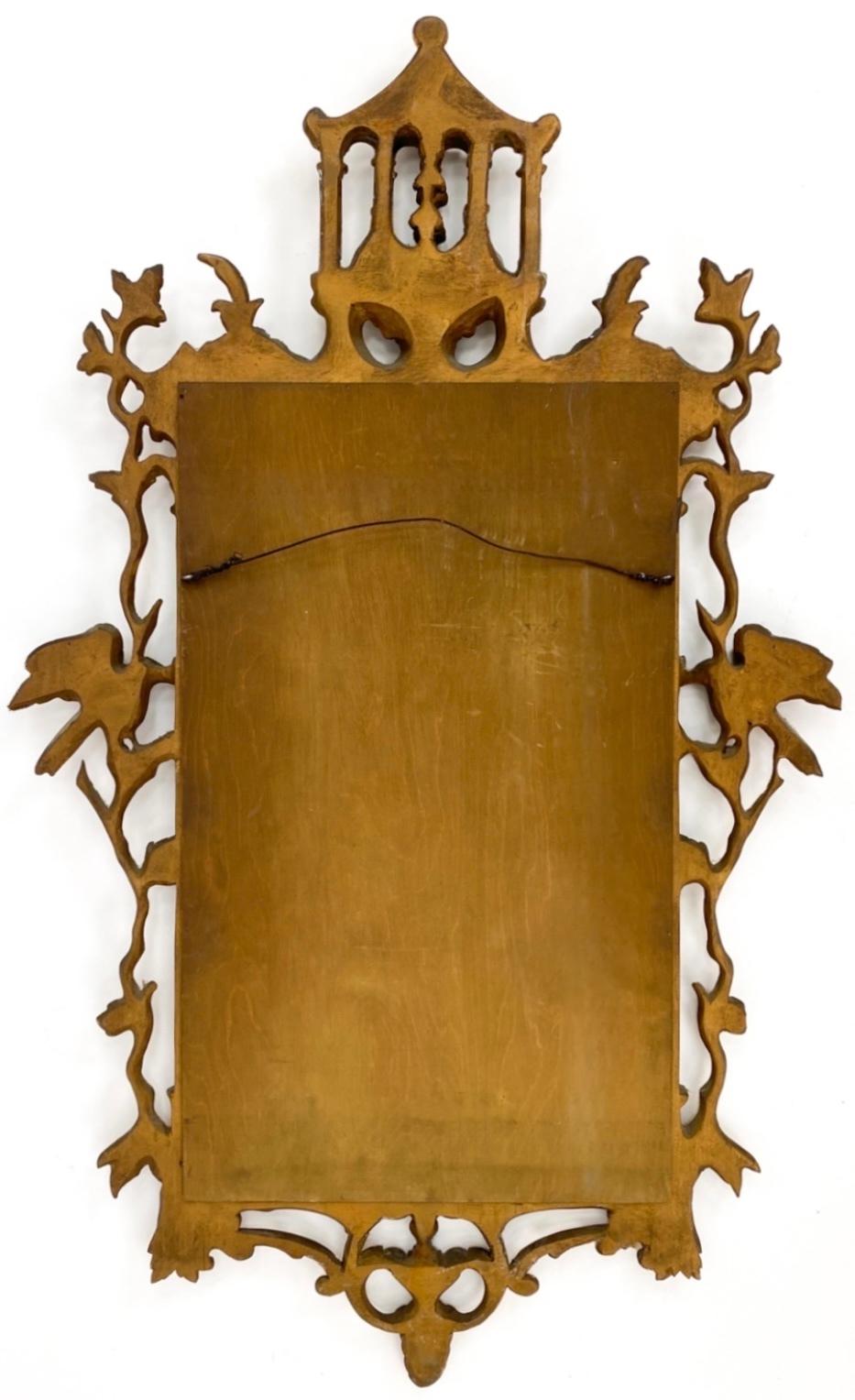 Italian Chinese Chippendale Style Carved Giltwood Mirror With Pagoda 3