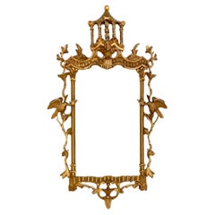 Italian Chinese Chippendale Style Carved Giltwood Mirror With Pagoda