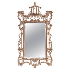 Italian Chinese Chippendale Style Cerused Carved Wood Pagoda Form LaBarge Mirror