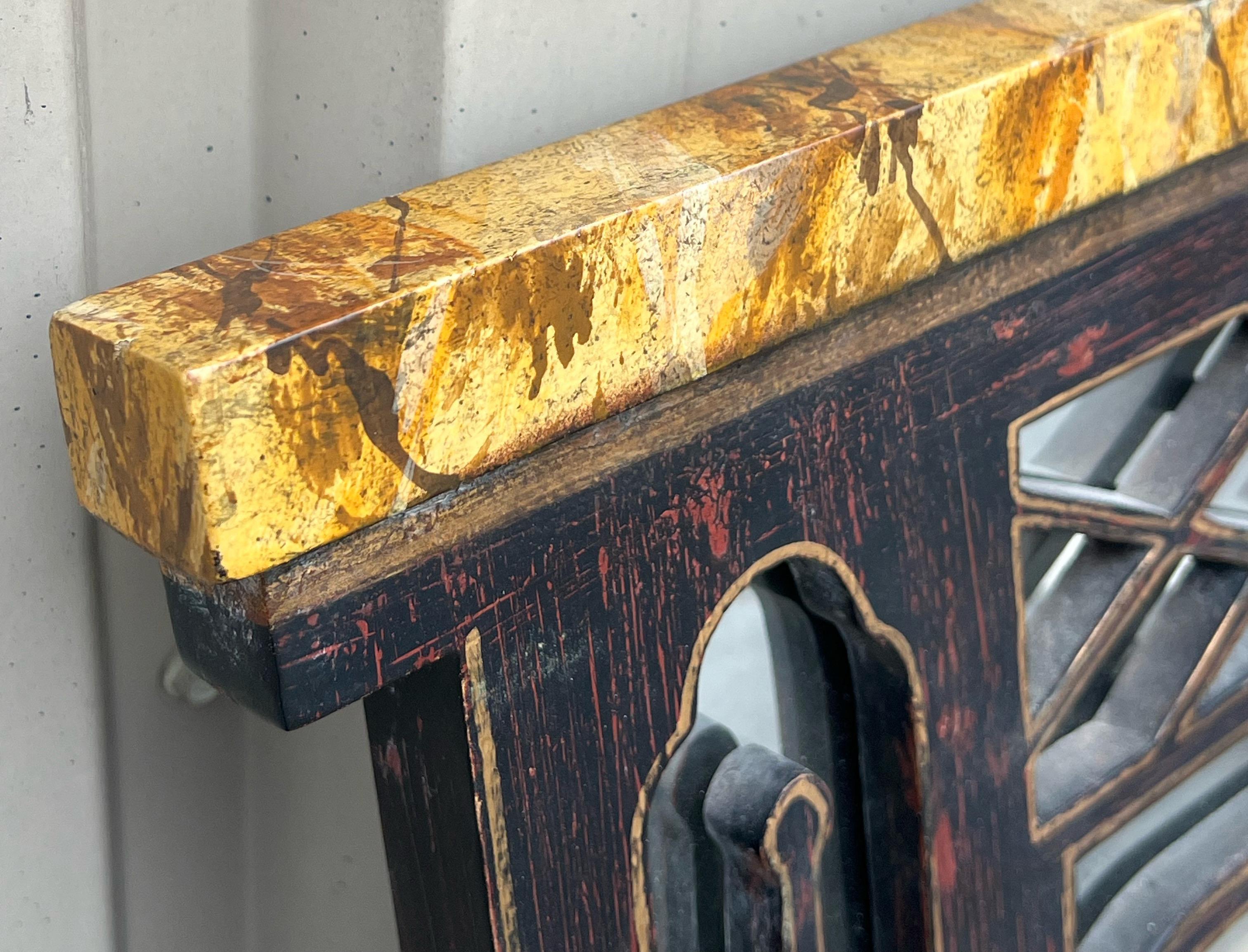 Specchio cinese italiano in stile Chippendale con pagoda e traforo in finto marmo in vendita 4