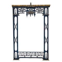 Italian Chinese Chippendale Style Pagoda & Fretwork Faux Marble Mirror