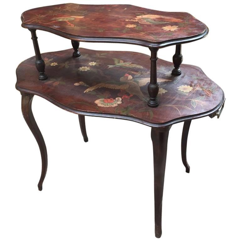 Italian Chinoiserie Etagere Table from 1930s For Sale