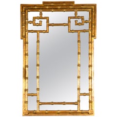 Miroir en bois doré et faux bambou de style chinoiserie italienne