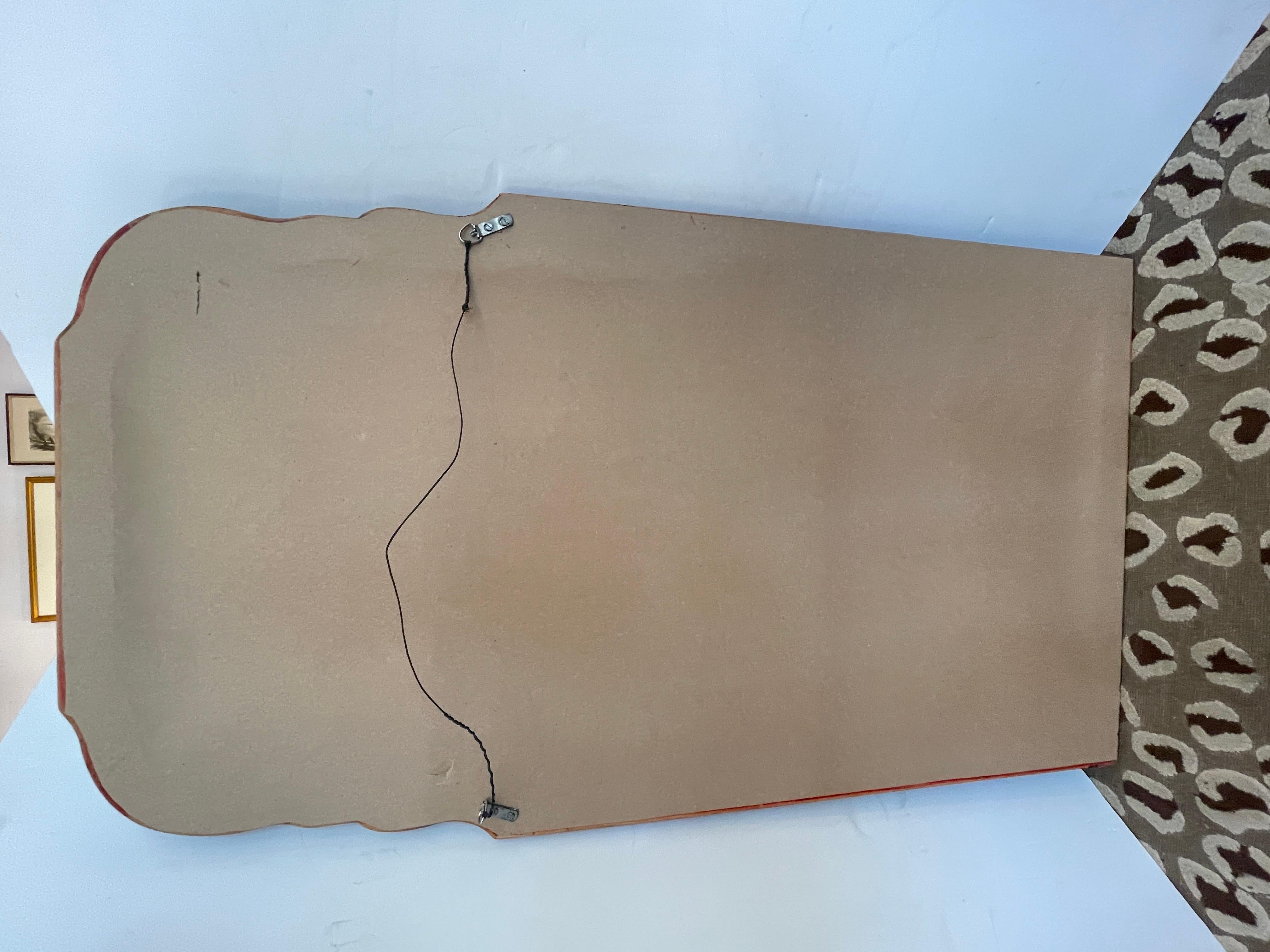 Miroir laqué rouge peint à la main, Chinoiserie italienne, années 1950 en vente 8