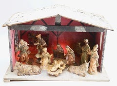 Italian Christmas Nativity Scene with 10 Traditional Figures and Wooden Stable