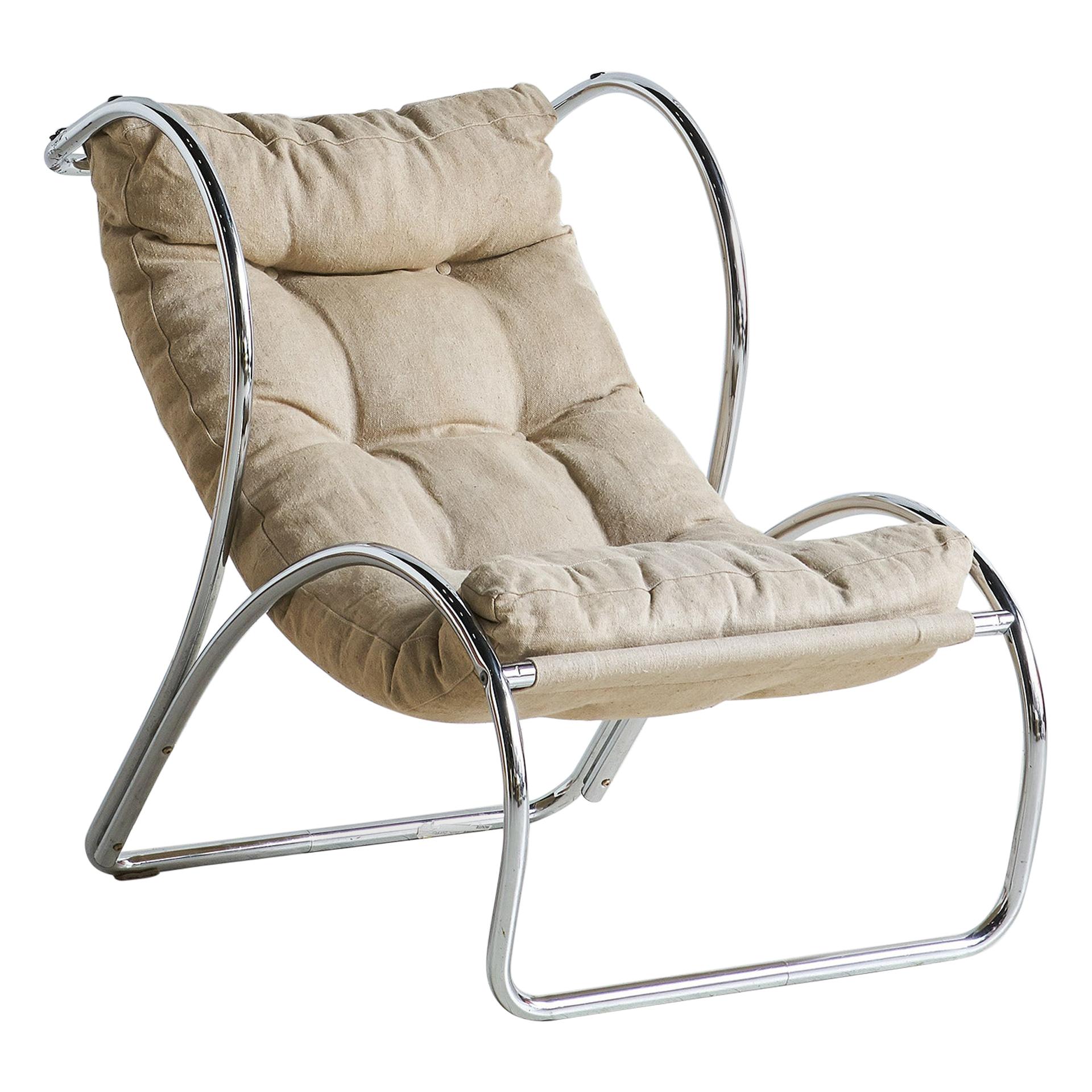 Italian Chrome Accent Chair