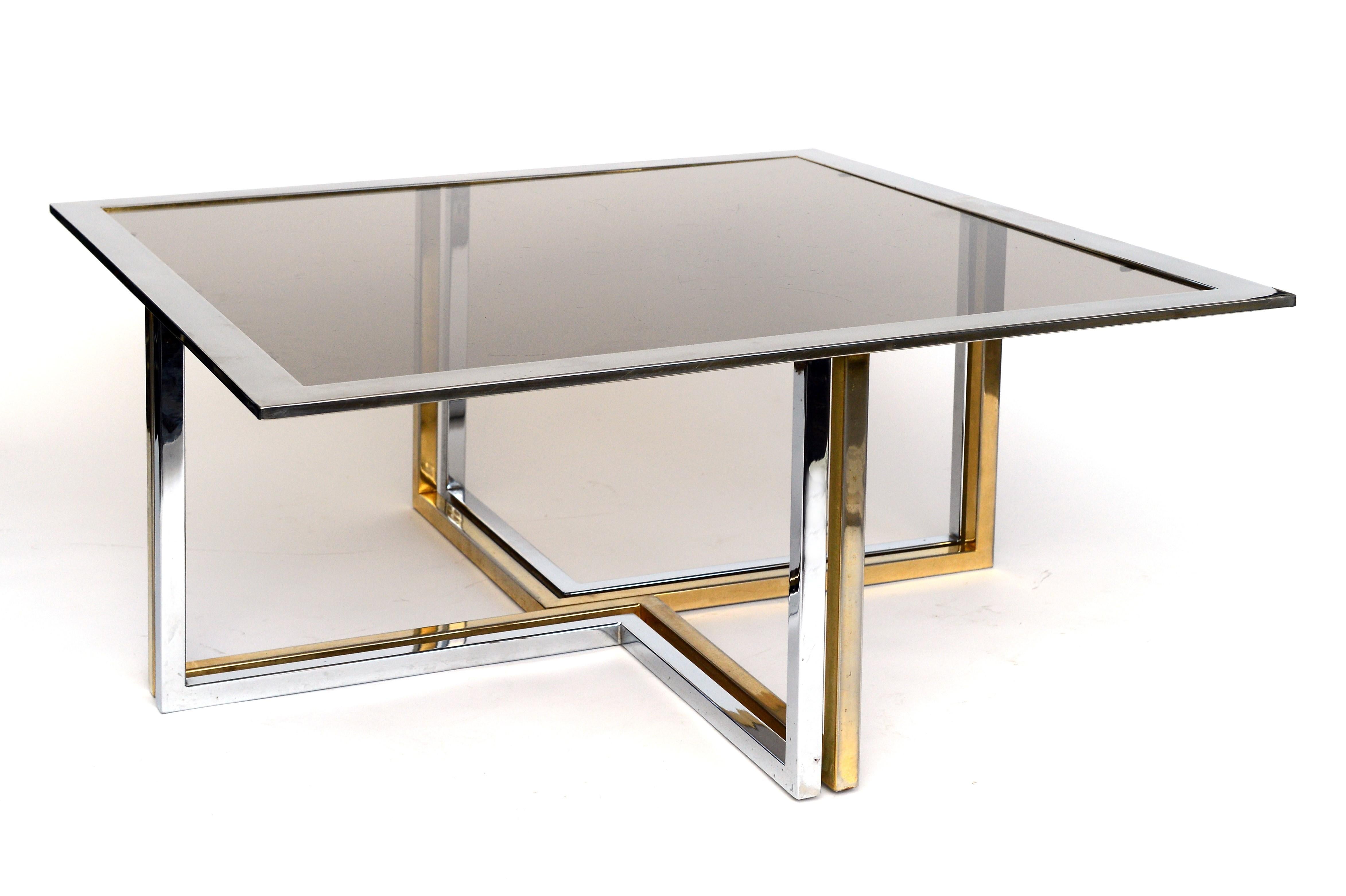 Italian Chrome and Brass Coffee Table, 1970s In Excellent Condition In HEVERLEE, BE