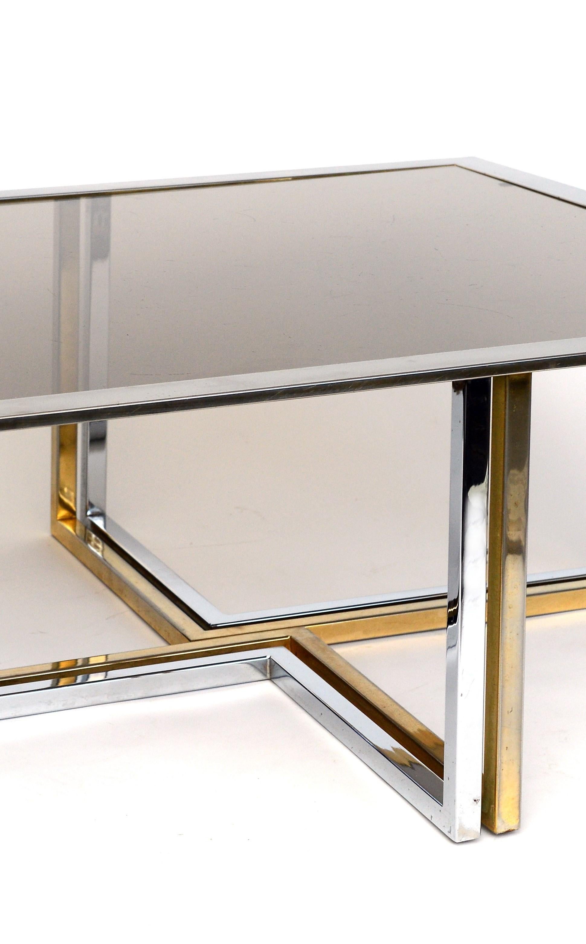 Italian Chrome and Brass Coffee Table, 1970s 1