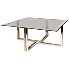 Italian Chrome and Brass Coffee Table, 1970s