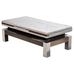 Mesa de centro extensible italiana de cromo y latón de Sandro Petti, años 70