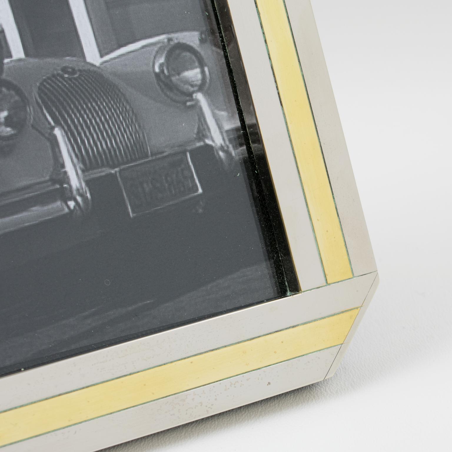 Italian Chrome and Brass Geometric Picture Frame, 1970s For Sale 2