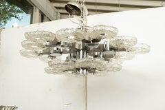 Lustre italien en chrome et verre par Oscar Torlasco