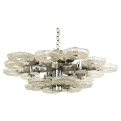 Italian Chrome and Glass Chandelier by Oscar Torlasco