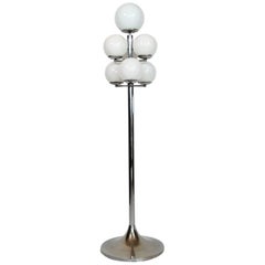 Italian Chrome and Glass Globe Floor Lamp, 1970s