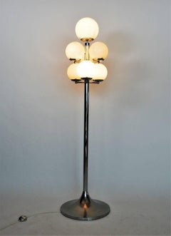 Italian Chrome and Glass Globe Floor Lamp, 1970s