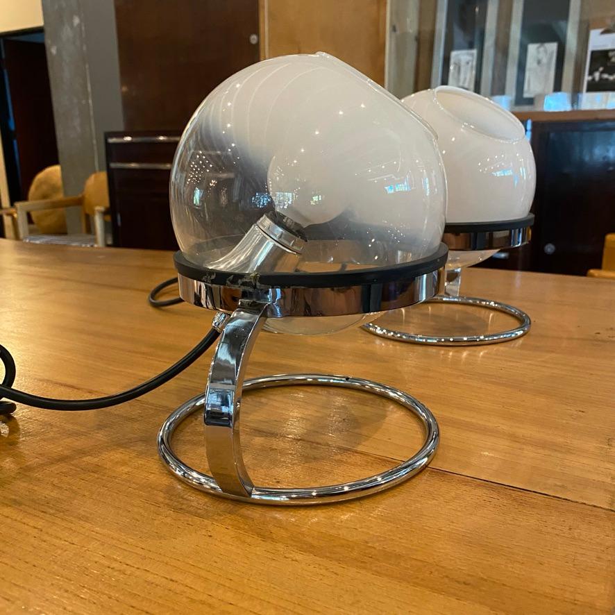 Lampes italiennes en chrome et verre, Fabio Lenci pour Guzzini, années 1960 en vente 4