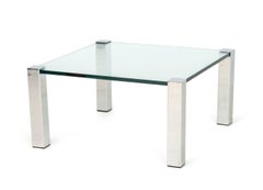 Italian Chrome and Glass Top Coffee Table