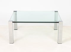 Italian Chrome and Glass Top Coffee Table