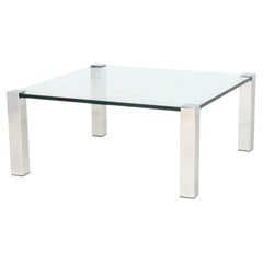 Italian Chrome and Glass Top Coffee Table