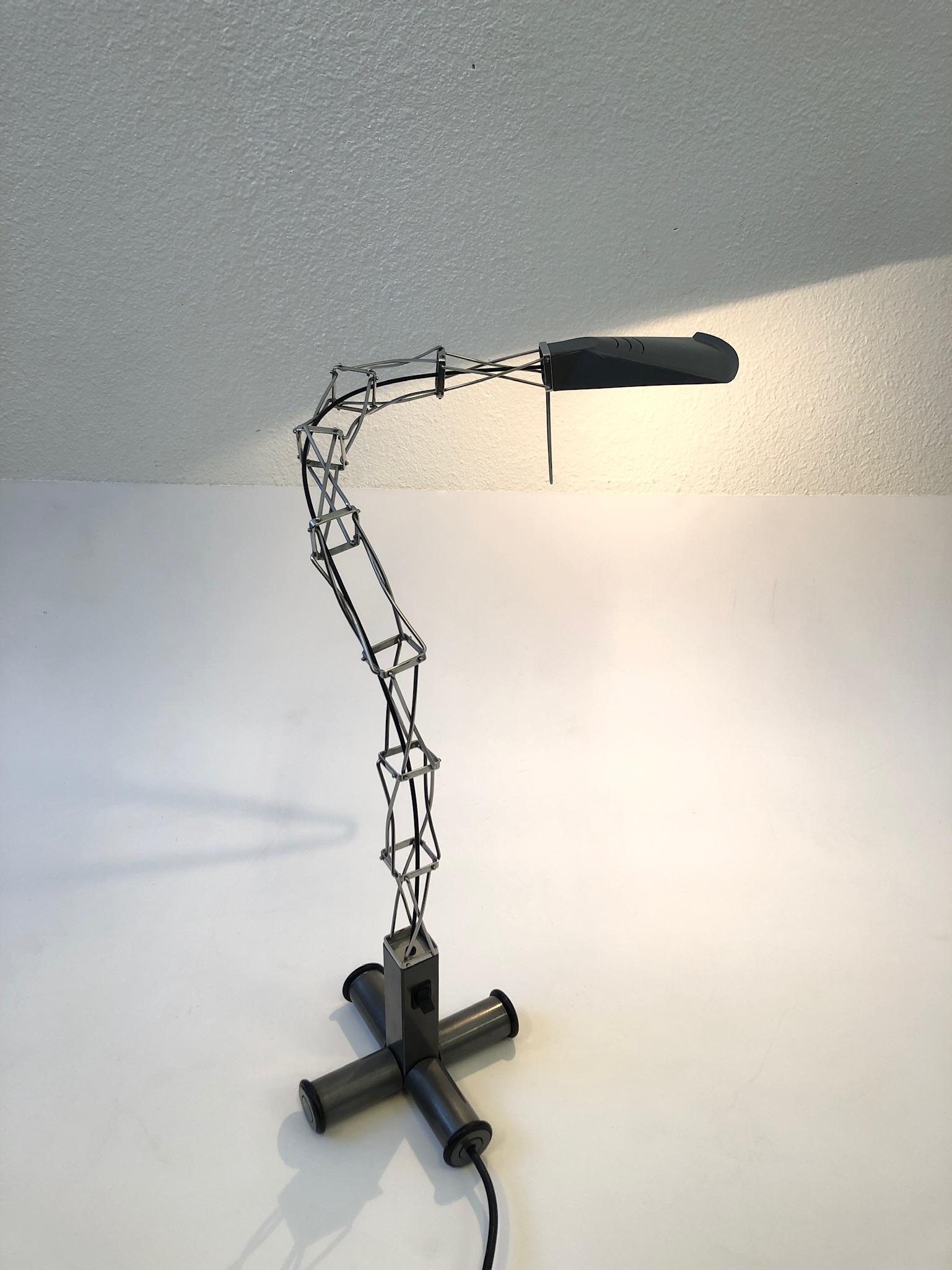 Italian Chrome and Gray Table Lamp by Yaacov Kaufman for Lumina 4