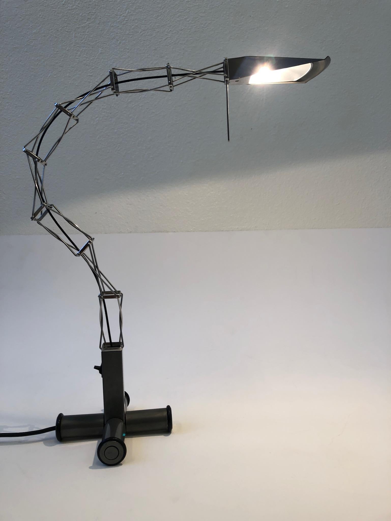 Steel Italian Chrome and Gray Table Lamp by Yaacov Kaufman for Lumina