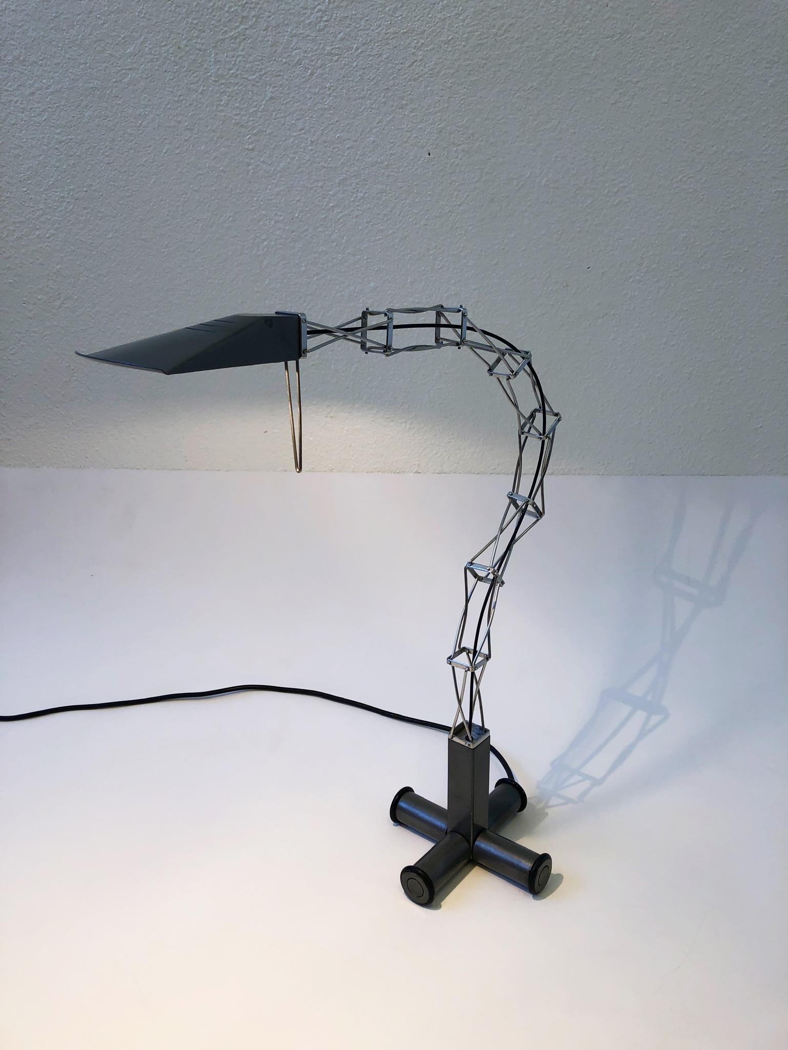Italian Chrome and Gray Table Lamp by Yaacov Kaufman for Lumina 1
