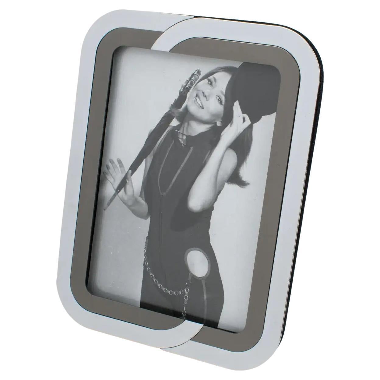 Italian Chrome and Gunmetal Picture Frame with Kinetic Design, 1970s