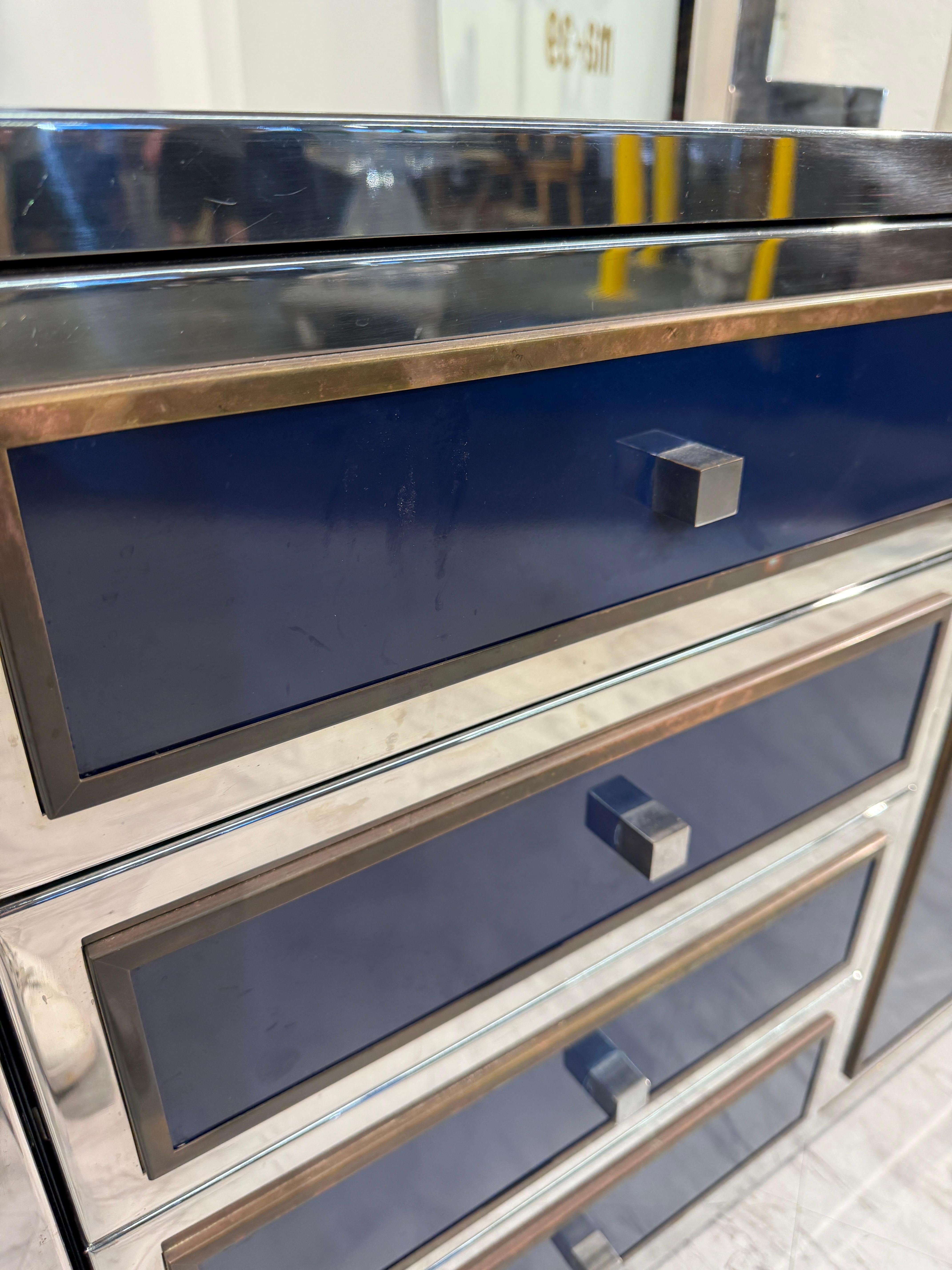 Italian Chrome and Lacquered Credenza with Geometric Bookshelf, 1970s For Sale 5