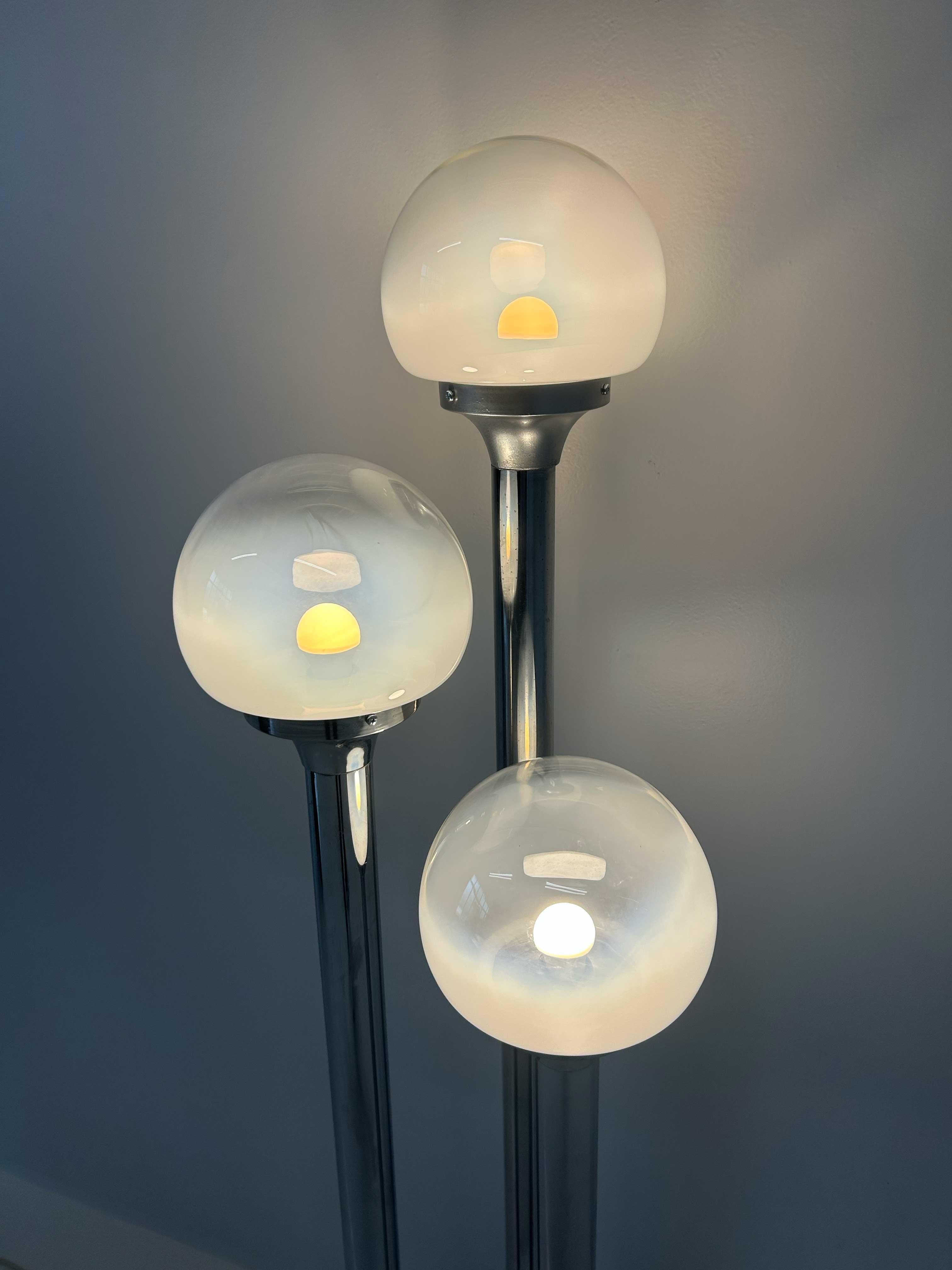 Italian Chrome and Murano Glass Floor Lamp Attr. Mazzega, 1970s For Sale 7