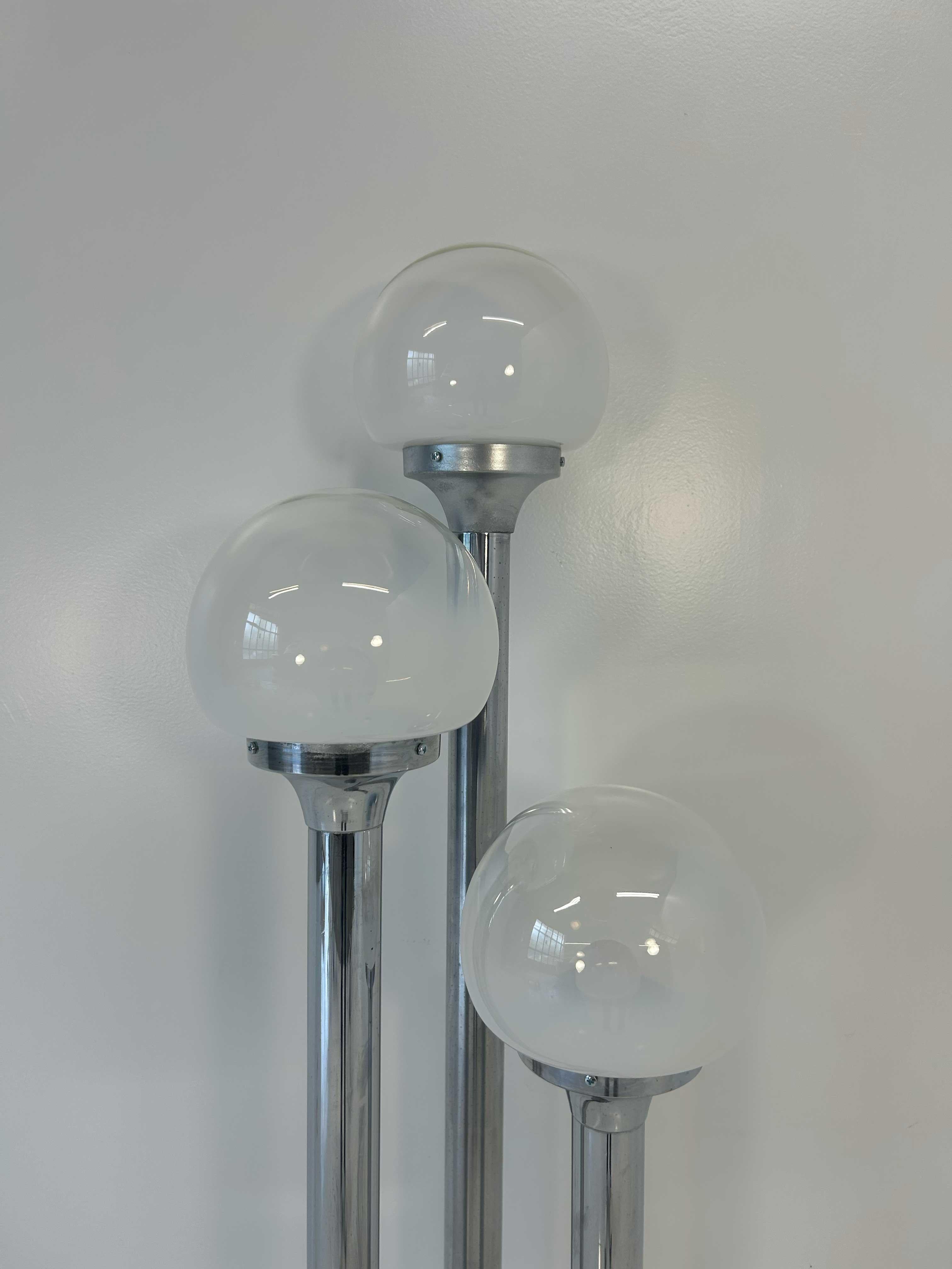 Italian Chrome and Murano Glass Floor Lamp Attr. Mazzega, 1970s For Sale 1
