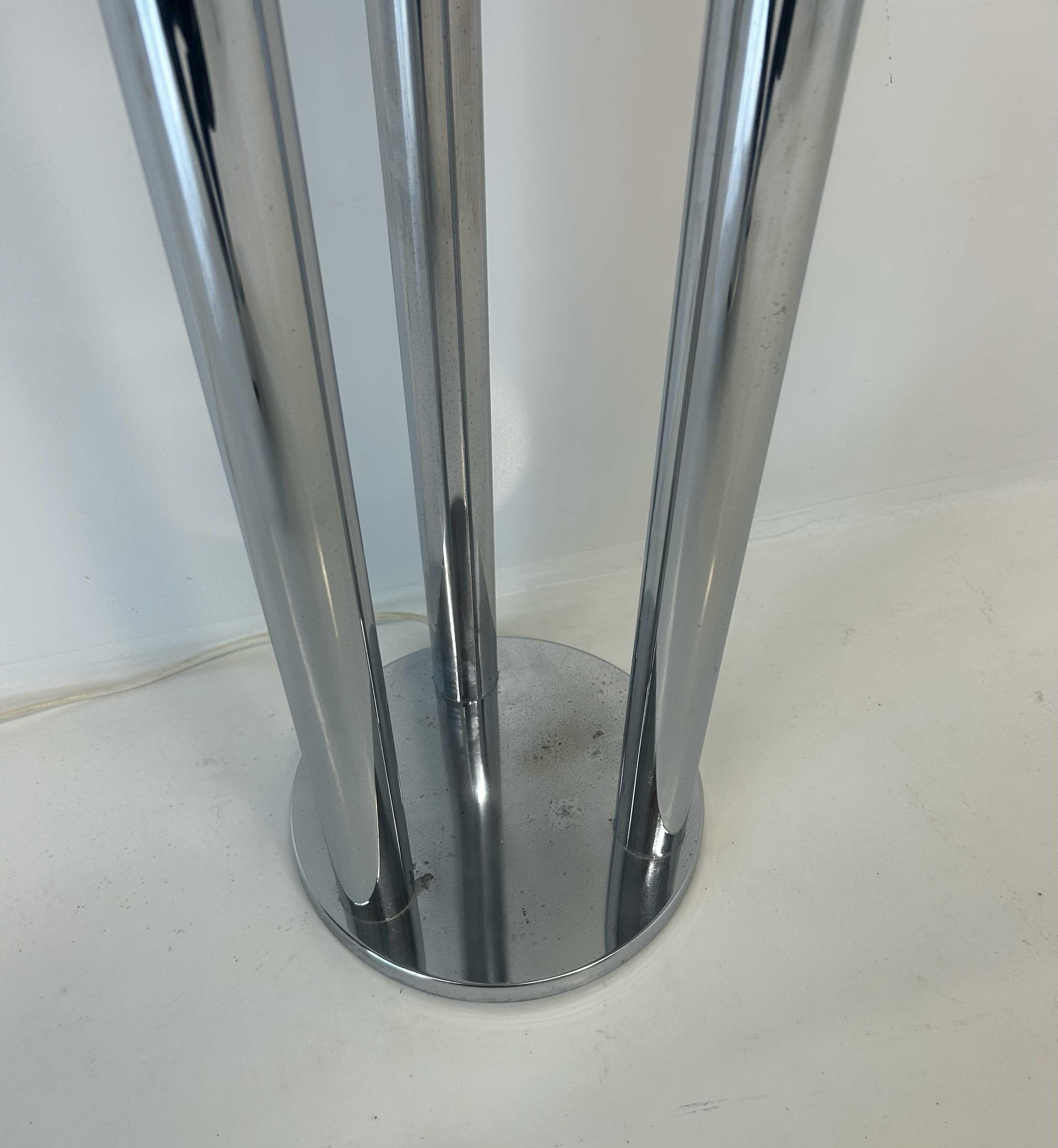 Italian Chrome and Murano Glass Floor Lamp Attr. Mazzega, 1970s For Sale 3