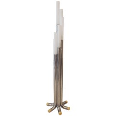 Italian Chrome and Opaline Floor Lamp, 1960s