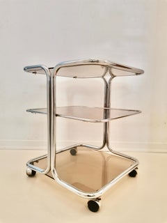 Italian Chrome Bar Cart, 1980s