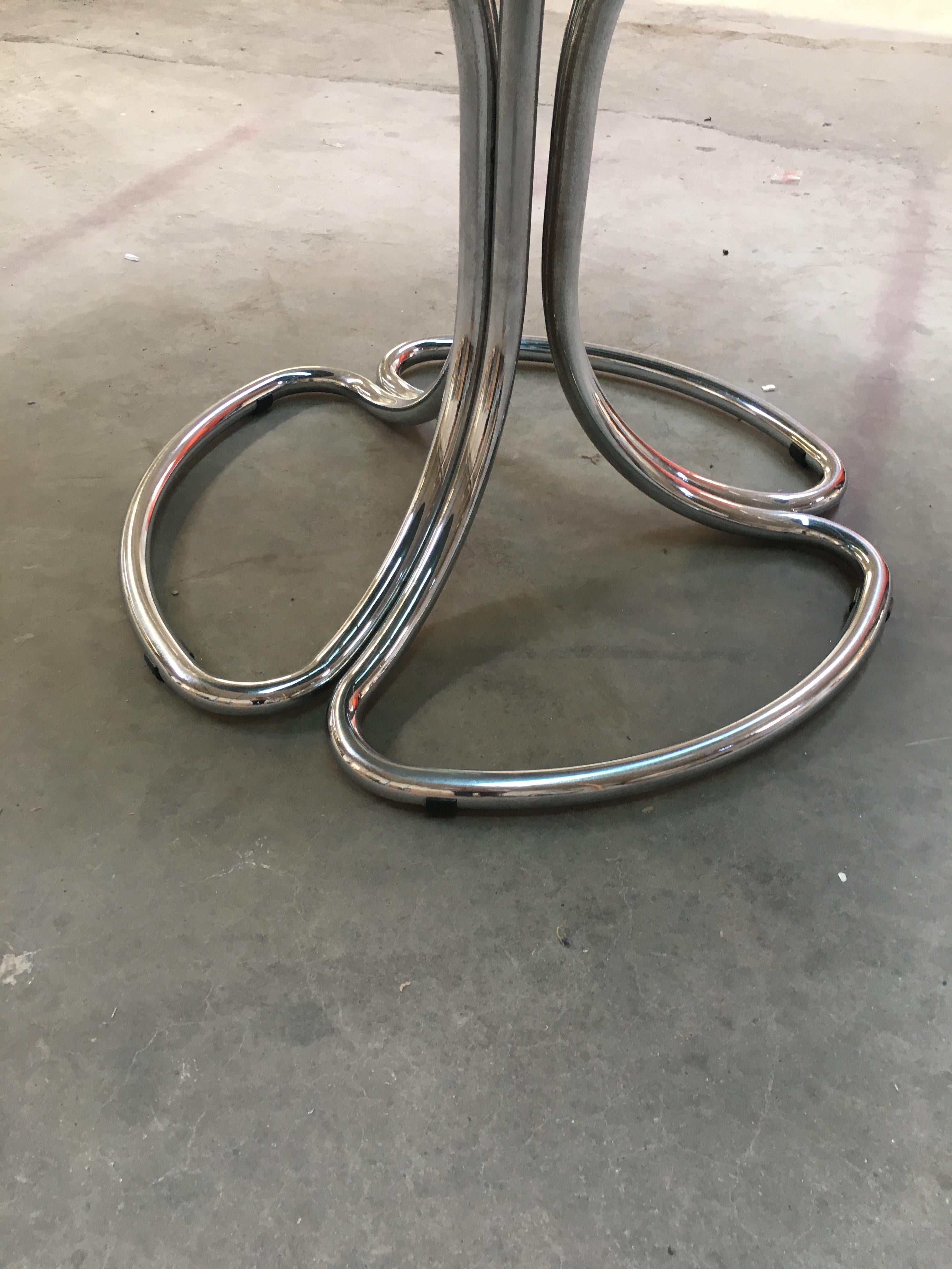Italian Chrome Base Smoked Glass Top Dining Table by Giotto Stoppino from 1970s 4